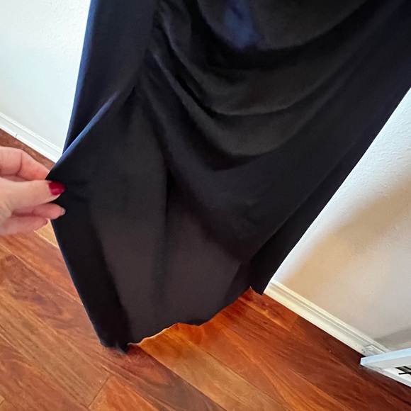 Navy Blue Angel Biba Formal Dress With Ruching And Asymmetric Front Slit Small - Picture 4 of 5